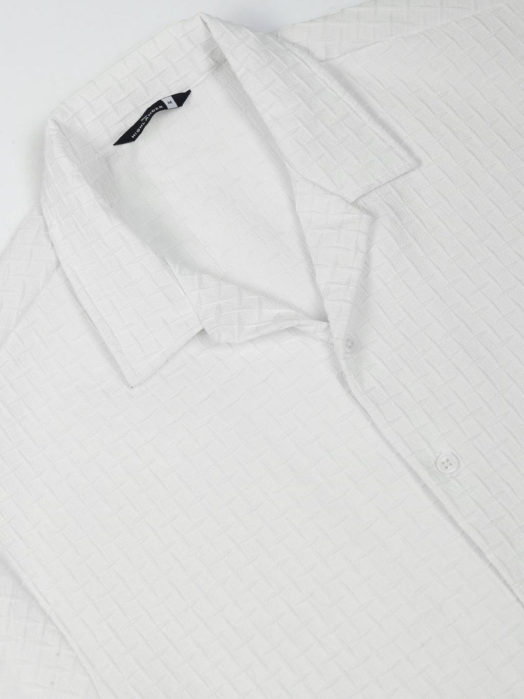 Highlander Men White Self Design Relaxed Fit Casual Shirt - White - Image 7