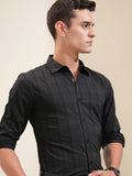 Highlander Men Black Checked Regular Fit Casual Shirt - Black - Image 1