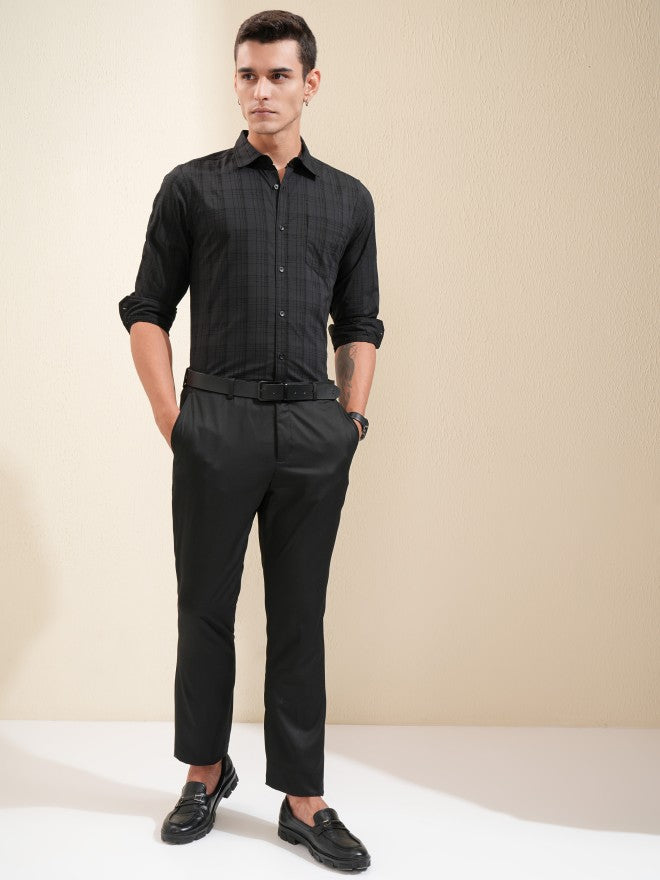 Highlander Men Black Checked Regular Fit Casual Shirt - Black - Image 2