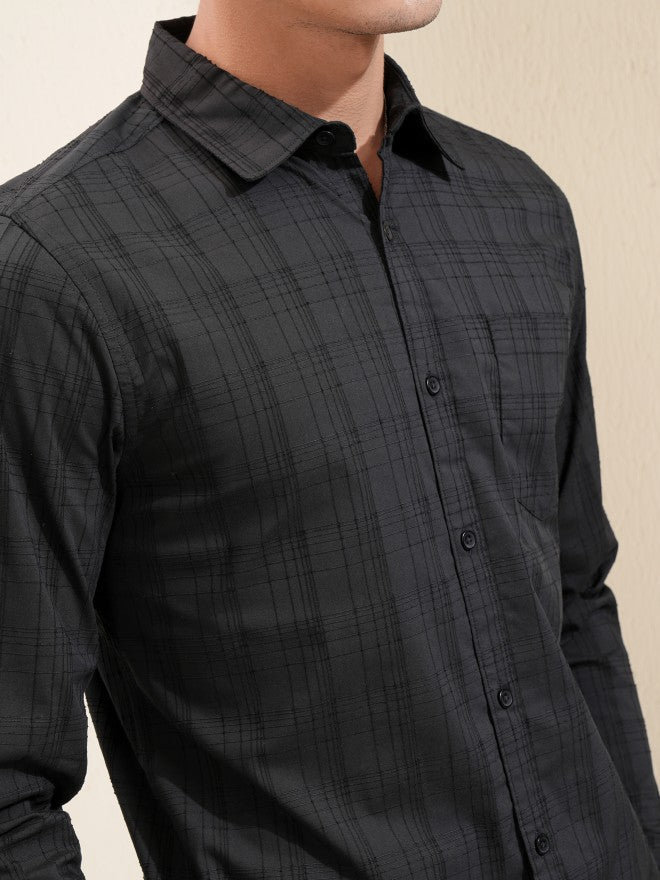 Highlander Men Black Checked Regular Fit Casual Shirt - Black - Image 5