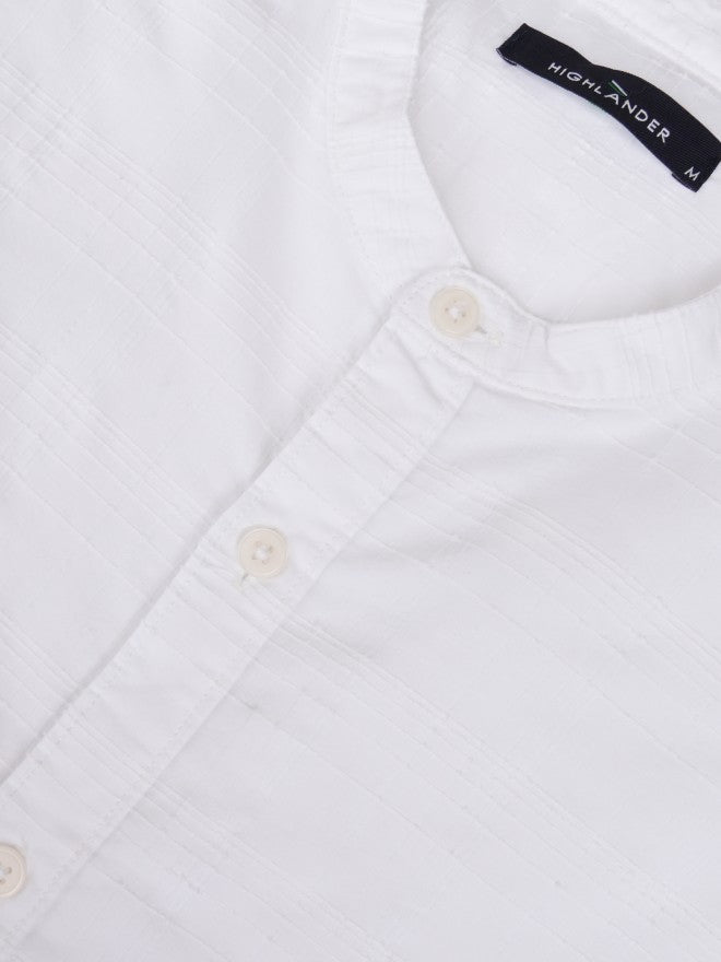 Highlander Men White Striped Regular Fit Casual Shirt - White - Image 7