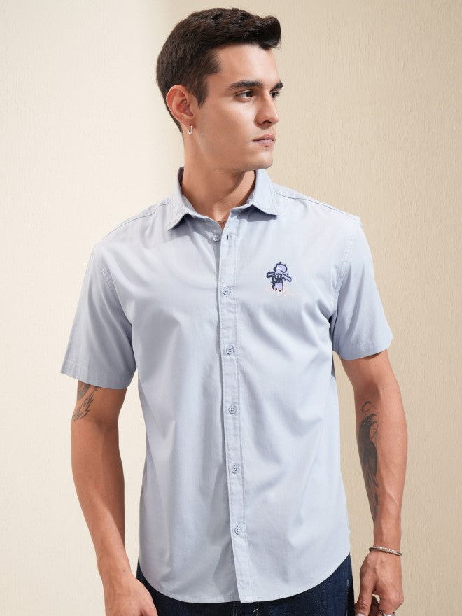 Highlander Men Blue Printed Relaxed Fit Casual Shirt - Blue - Image 3