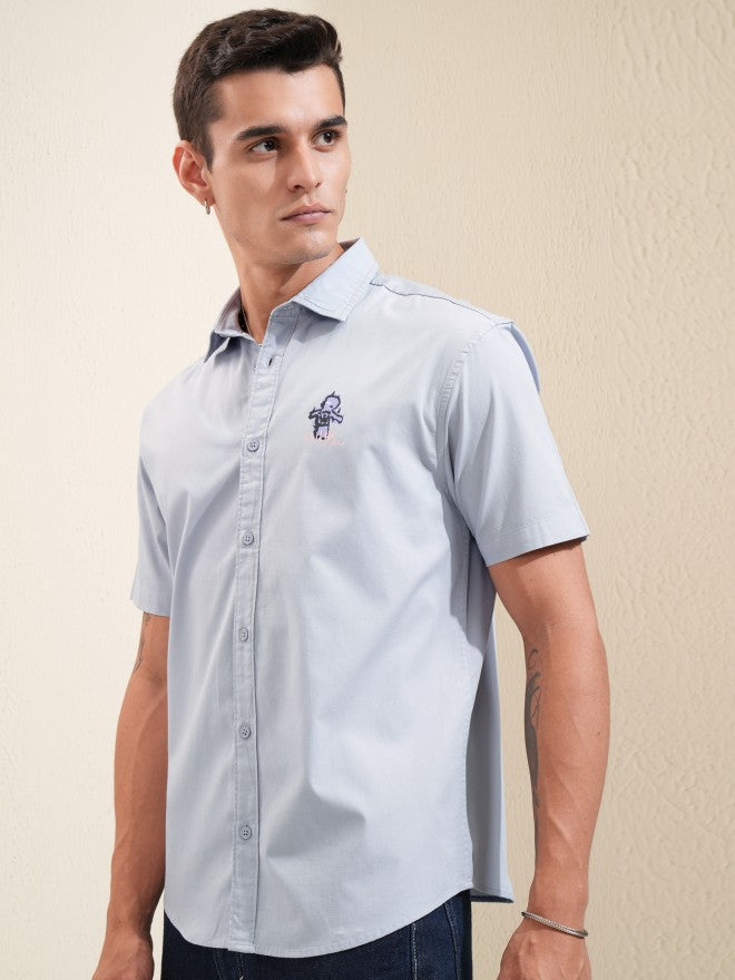 Highlander Men Blue Printed Relaxed Fit Casual Shirt - Blue - Image 4