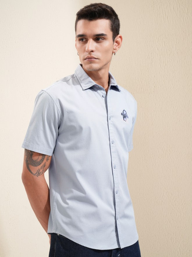 Highlander Men Blue Printed Relaxed Fit Casual Shirt - Blue - Image 6