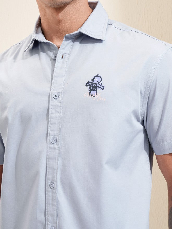 Highlander Men Blue Printed Relaxed Fit Casual Shirt - Blue - Image 7