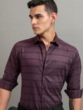 Highlander Men Purple Checked Slim Fit Casual Shirt - Purple - Image 1