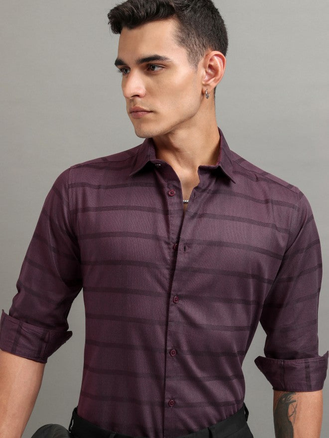 Highlander Men Purple Checked Slim Fit Casual Shirt - Purple - Image 1