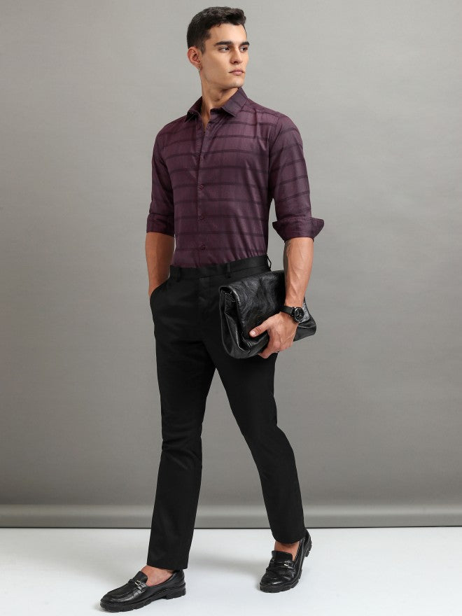 Highlander Men Purple Checked Slim Fit Casual Shirt - Purple - Image 2
