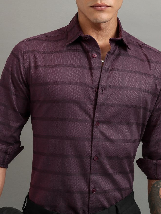 Highlander Men Purple Checked Slim Fit Casual Shirt - Purple - Image 5