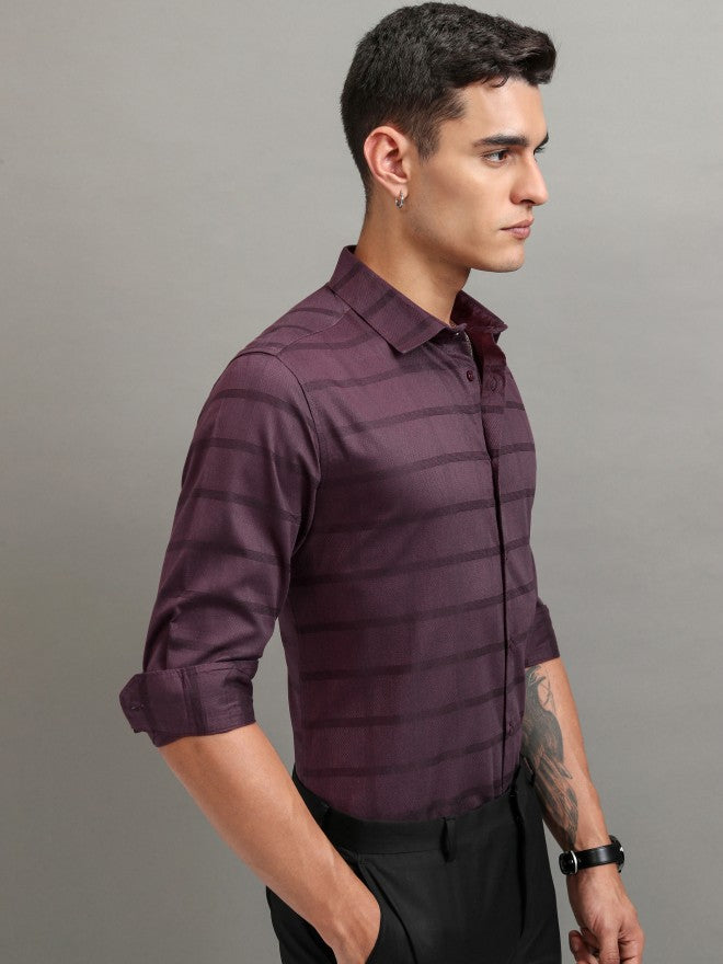 Highlander Men Purple Checked Slim Fit Casual Shirt - Purple - Image 6
