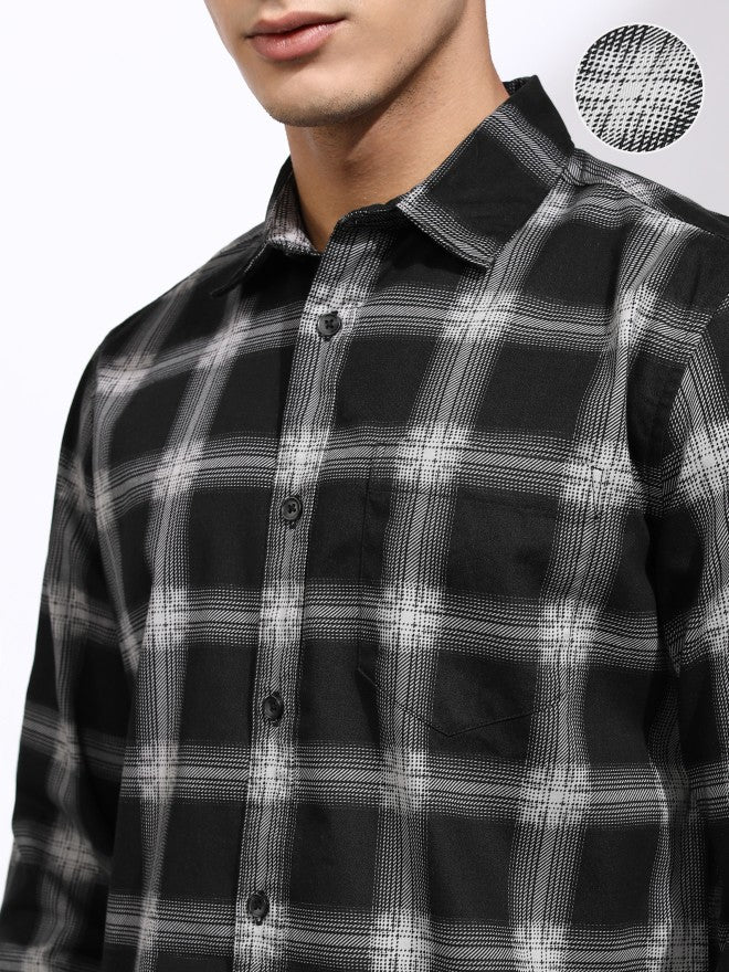 Highlander Men Black Checked Regular Fit Casual Shirt - Black - Image 5