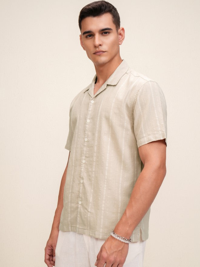 Highlander Men Brown Striped Relaxed Fit Casual Shirt - Brown - Image 4