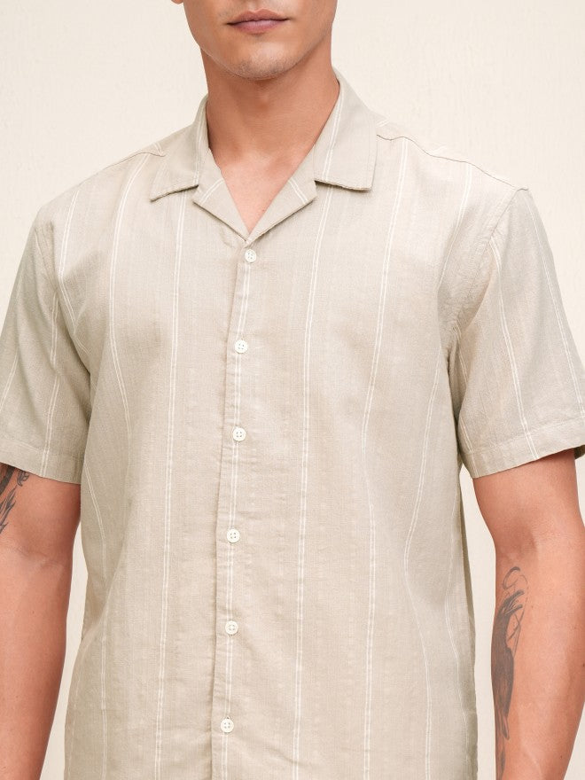 Highlander Men Brown Striped Relaxed Fit Casual Shirt - Brown - Image 5