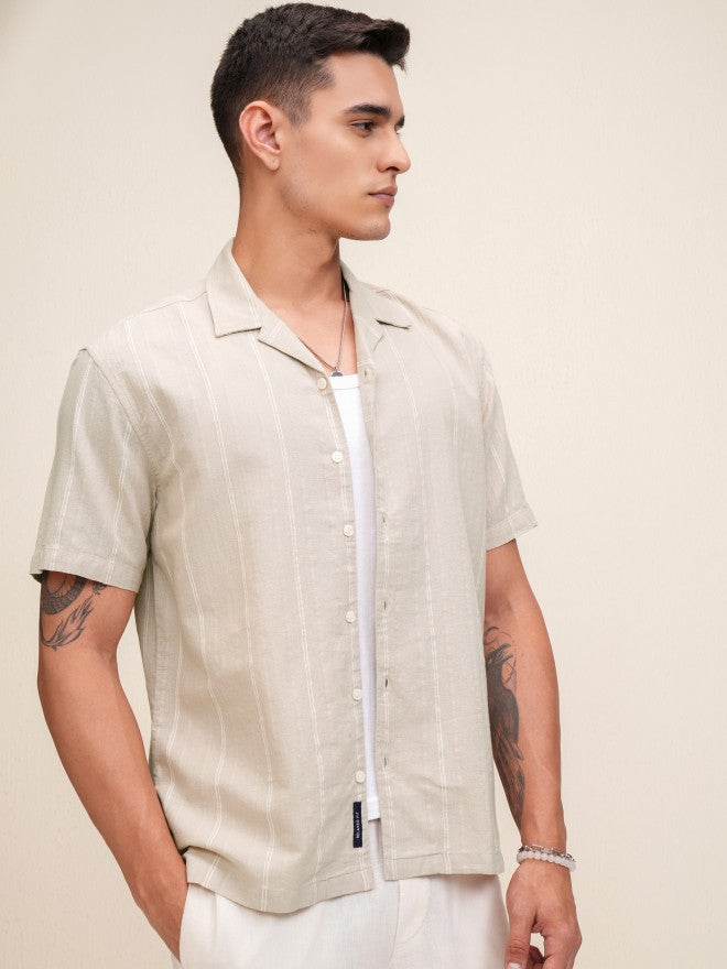 Highlander Men Brown Striped Relaxed Fit Casual Shirt - Brown - Image 6