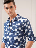 Highlander Men Blue Printed Regular Fit Casual Shirt - Blue - Image 1