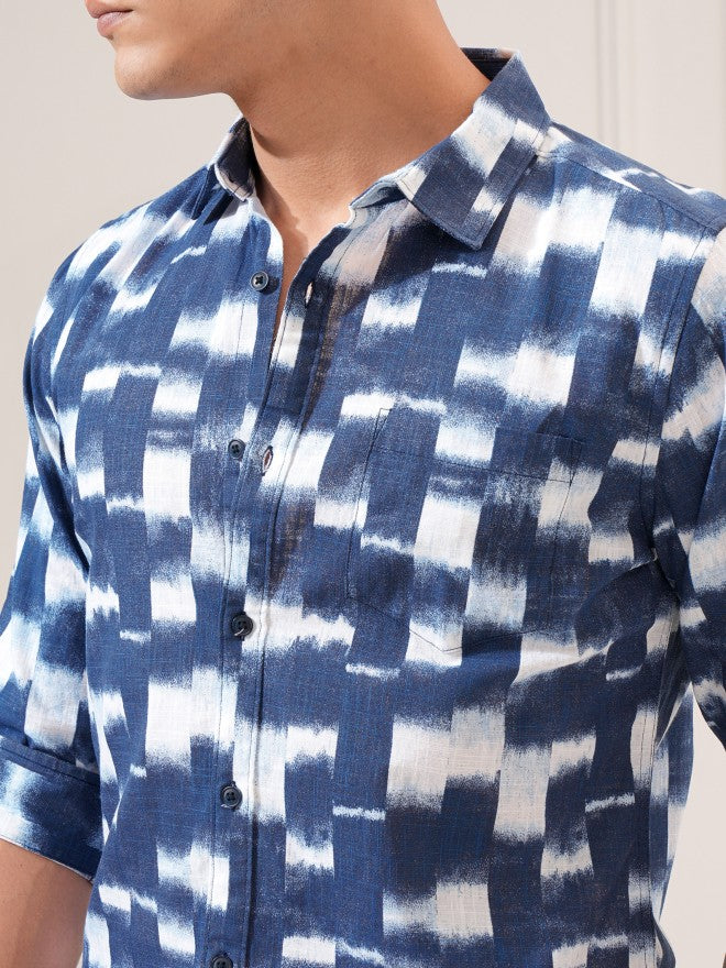 Highlander Men Blue Printed Regular Fit Casual Shirt - Blue - Image 5