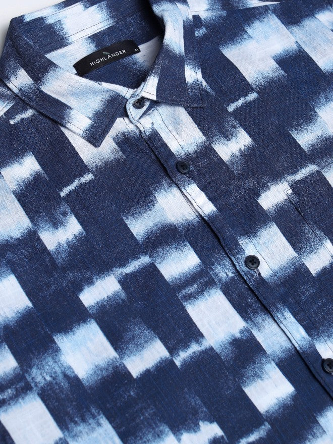 Highlander Men Blue Printed Regular Fit Casual Shirt - Blue - Image 7