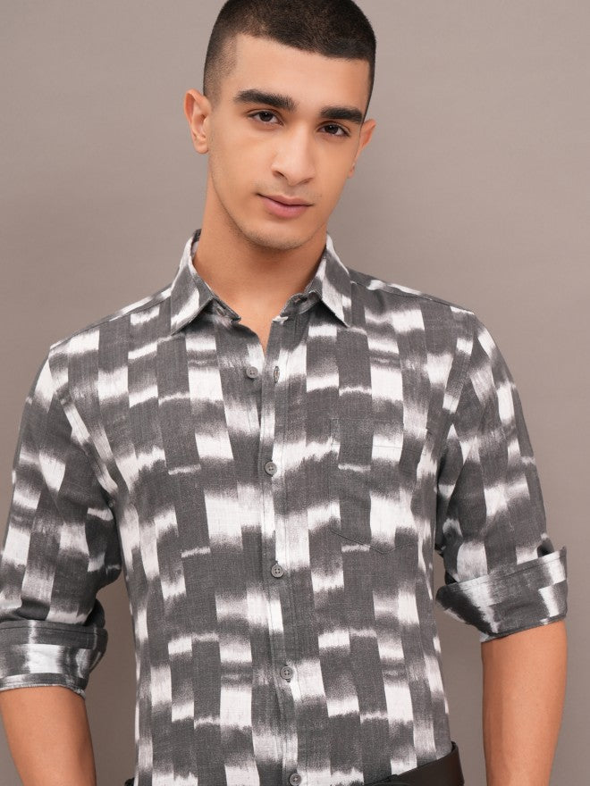 Highlander Men Grey Printed Relaxed Fit Casual Shirt - Grey - Image 1