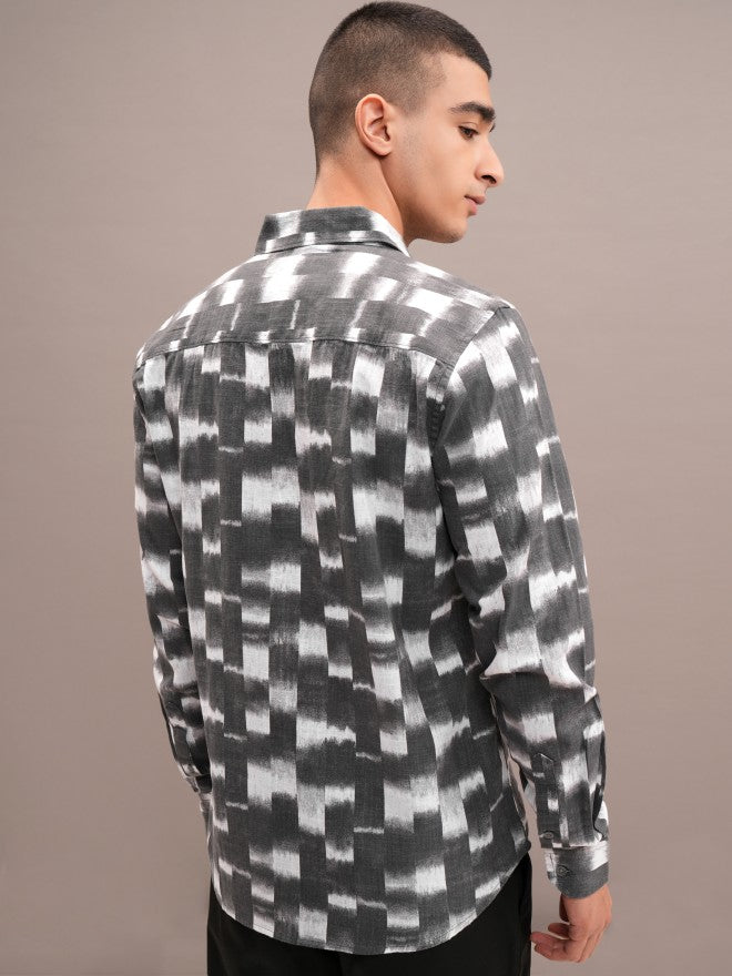 Highlander Men Grey Printed Relaxed Fit Casual Shirt - Grey - Image 3