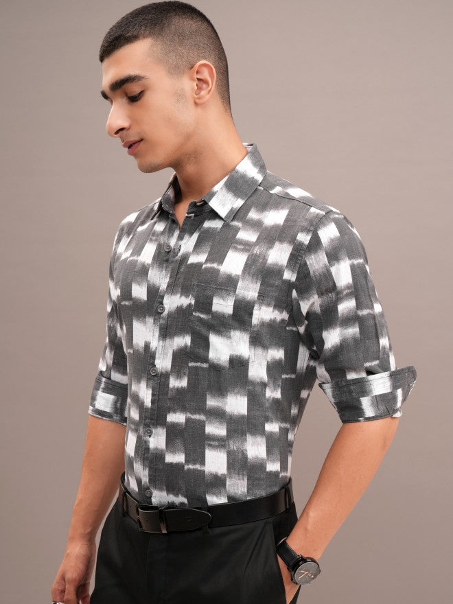 Highlander Men Grey Printed Relaxed Fit Casual Shirt - Grey - Image 4