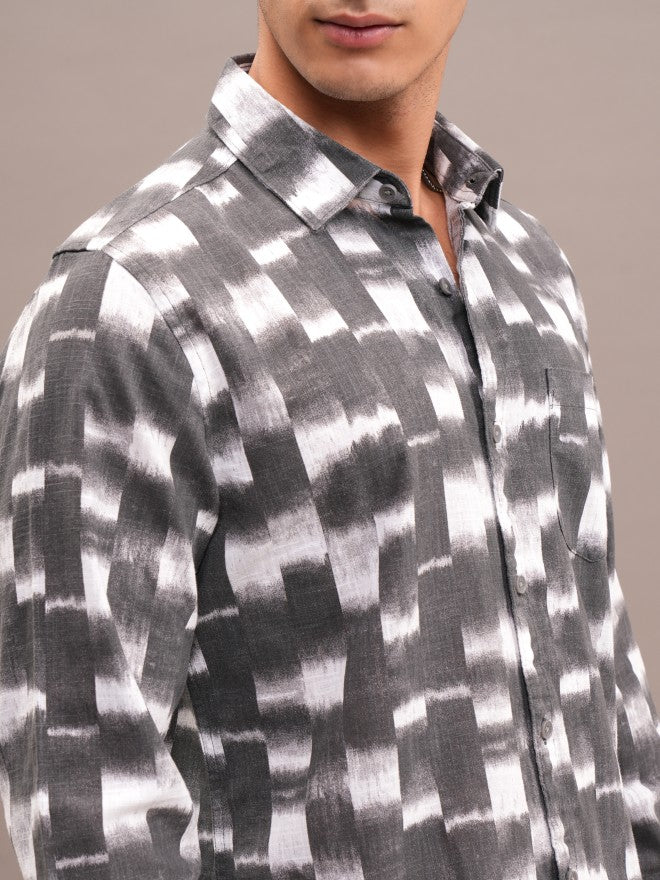 Highlander Men Grey Printed Relaxed Fit Casual Shirt - Grey - Image 5