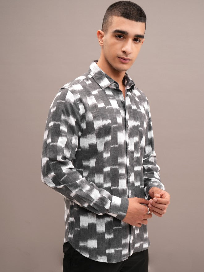 Highlander Men Grey Printed Relaxed Fit Casual Shirt - Grey - Image 6