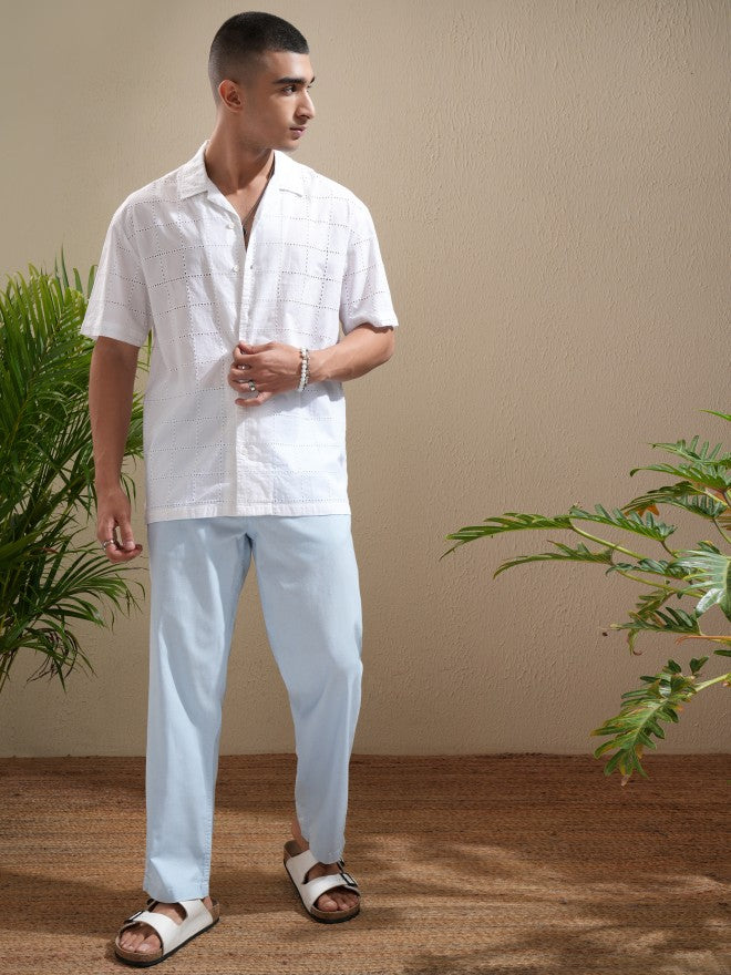 Highlander Men White Textured Relaxed Fit Casual Shirt - White - Image 2