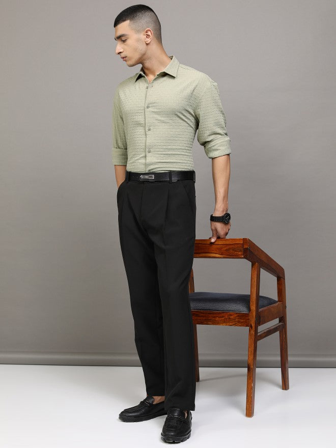 Highlander Men Green Textured Relaxed Fit Casual Shirt - Green - Image 2