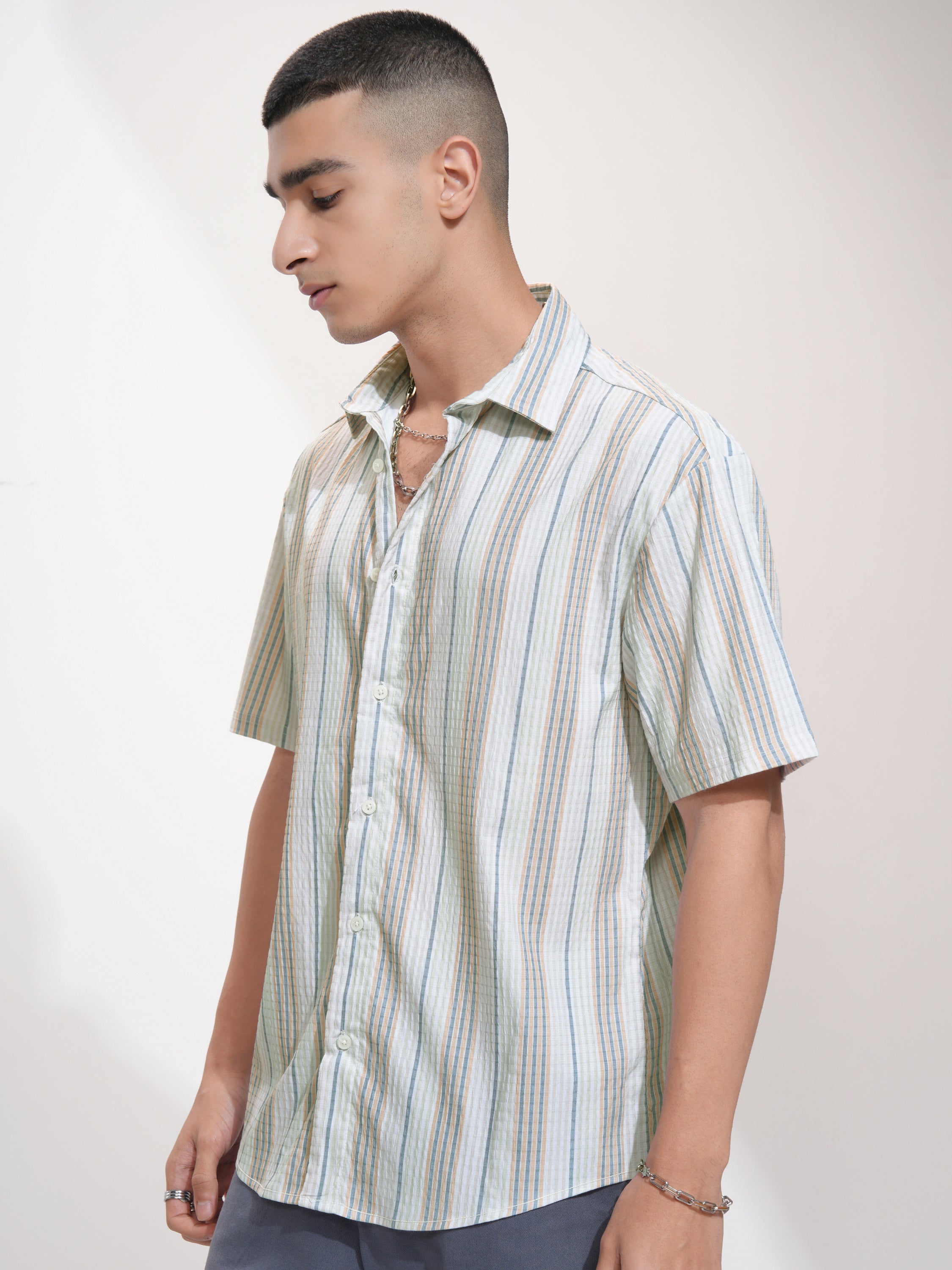 Highlander Men Multi Striped Relaxed Fit Casual Shirt - Multi - Image 4