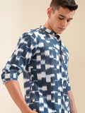 Highlander Men Blue Printed Regular Fit Casual Shirt - Blue - Image 1