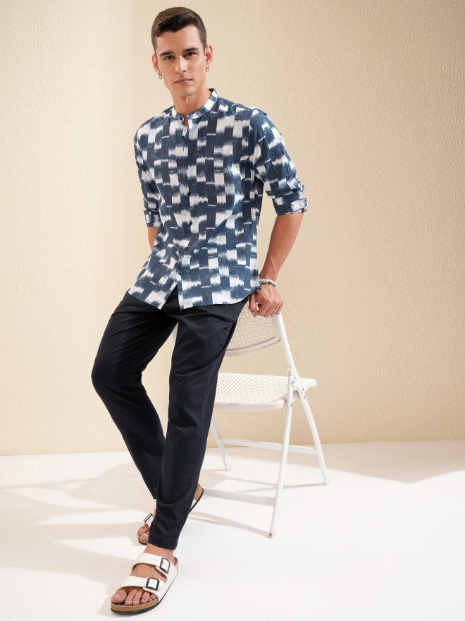 Highlander Men Blue Printed Regular Fit Casual Shirt - Blue - Image 2