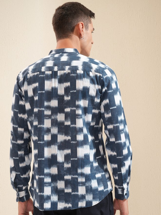Highlander Men Blue Printed Regular Fit Casual Shirt - Blue - Image 3