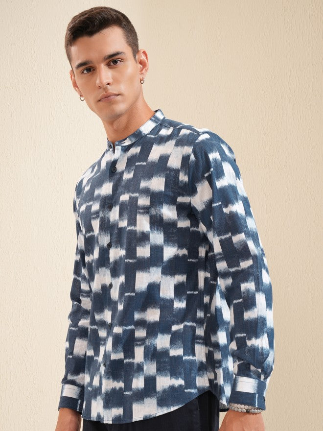 Highlander Men Blue Printed Regular Fit Casual Shirt - Blue - Image 4