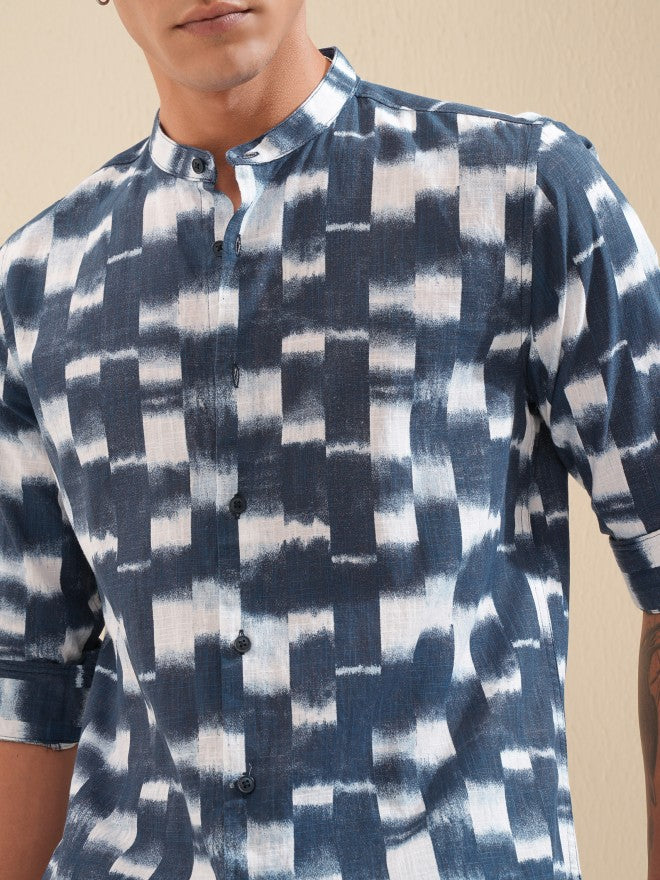 Highlander Men Blue Printed Regular Fit Casual Shirt - Blue - Image 5