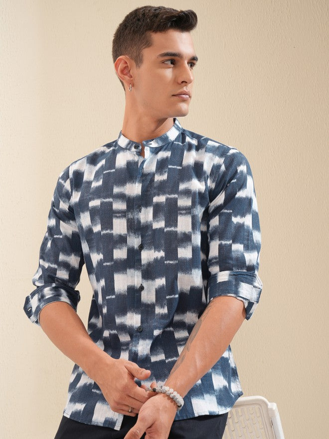 Highlander Men Blue Printed Regular Fit Casual Shirt - Blue - Image 6