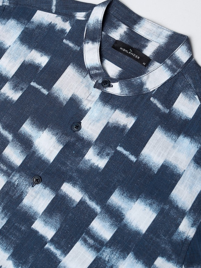 Highlander Men Blue Printed Regular Fit Casual Shirt - Blue - Image 7
