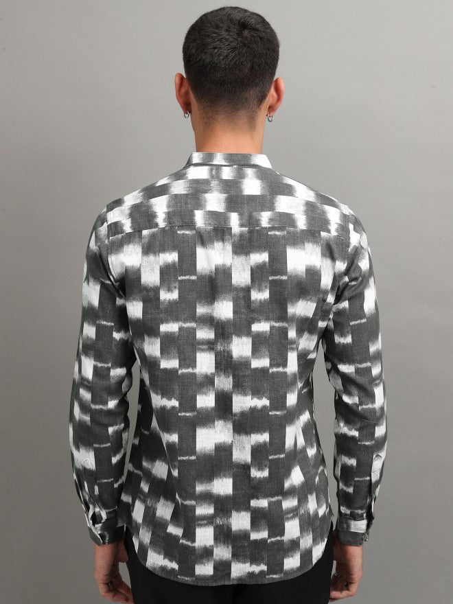 Highlander Men Grey Printed Regular Fit Casual Shirt - Grey - Image 3