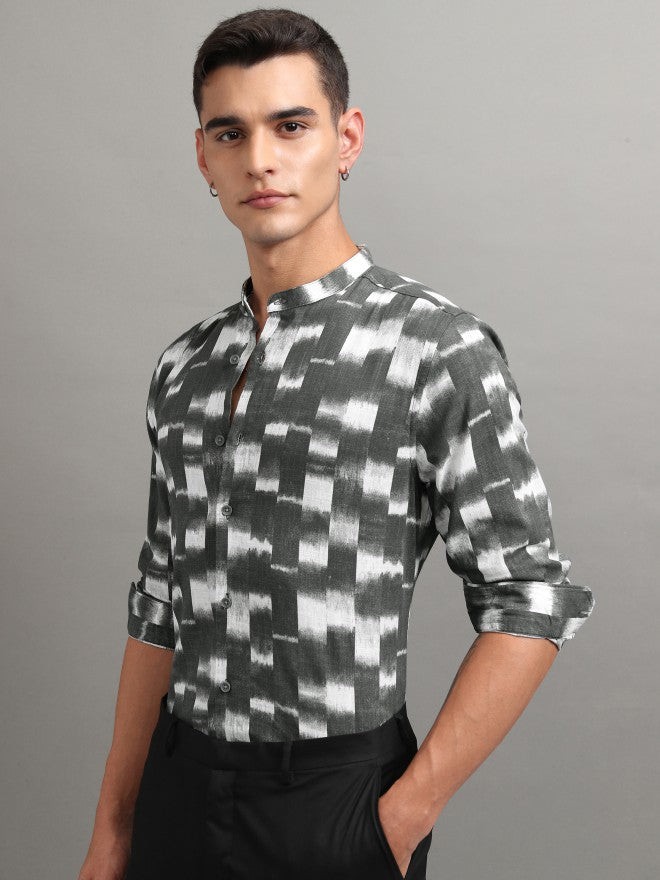 Highlander Men Grey Printed Regular Fit Casual Shirt - Grey - Image 4