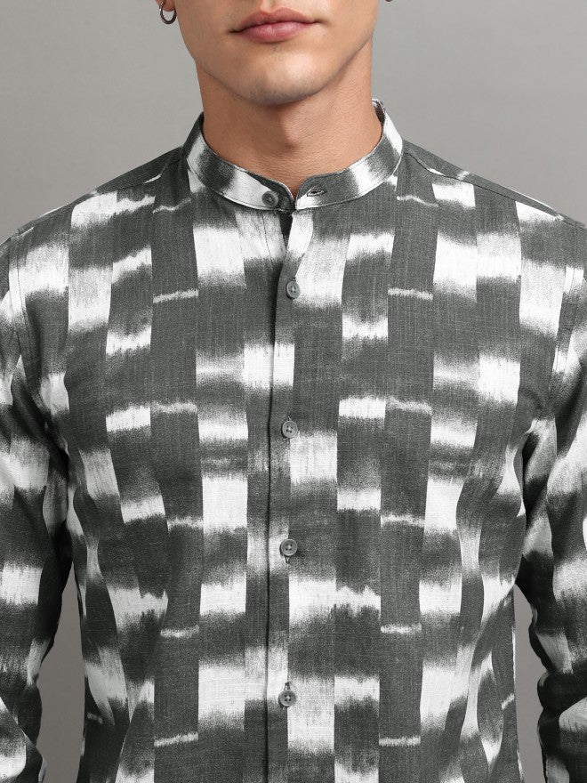 Highlander Men Grey Printed Regular Fit Casual Shirt - Grey - Image 5