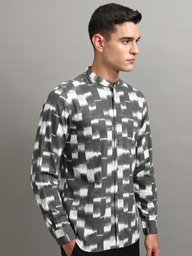 Highlander Men Grey Printed Regular Fit Casual Shirt - Grey - Image 6