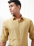 Highlander Men Mustard Striped Slim Fit Casual Shirt - Mustard - Image 1