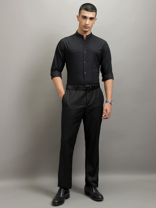 Highlander Men Black Striped Regular Fit Casual Shirt - Black - Image 2