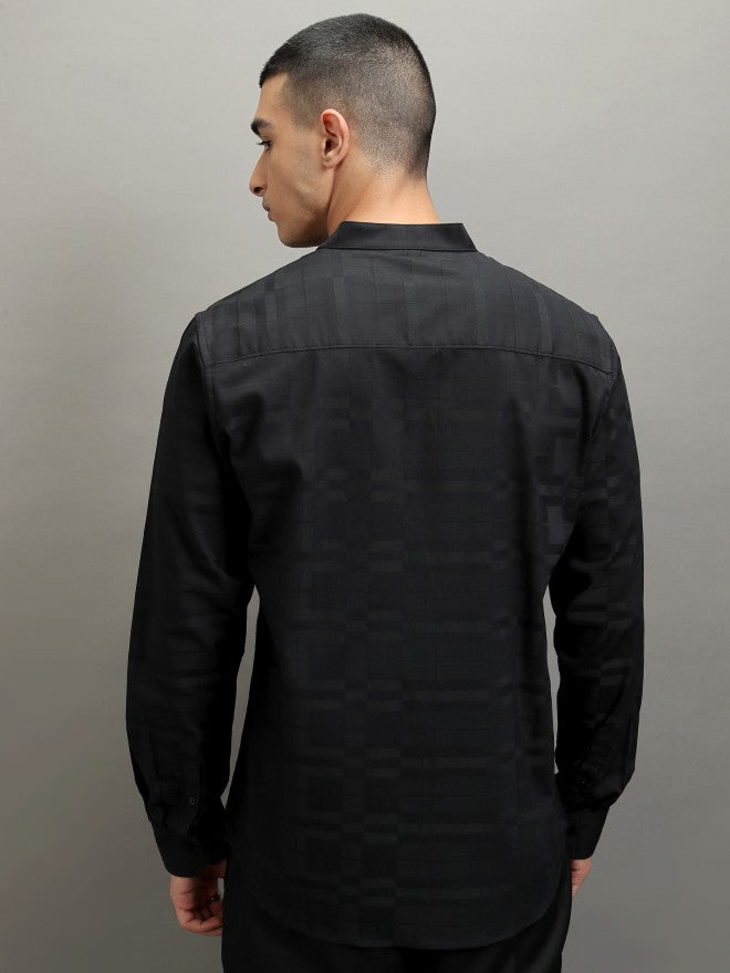 Highlander Men Black Striped Regular Fit Casual Shirt - Black - Image 3