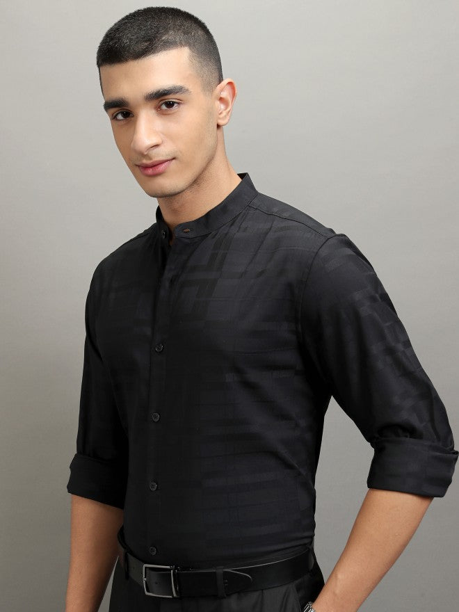 Highlander Men Black Striped Regular Fit Casual Shirt - Black - Image 4
