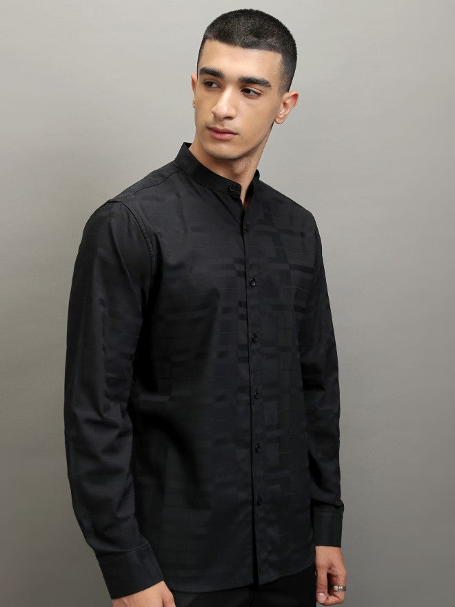 Highlander Men Black Striped Regular Fit Casual Shirt - Black - Image 6