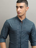 Highlander Men Teal Printed Regular Fit Casual Shirt - Teal - Image 1