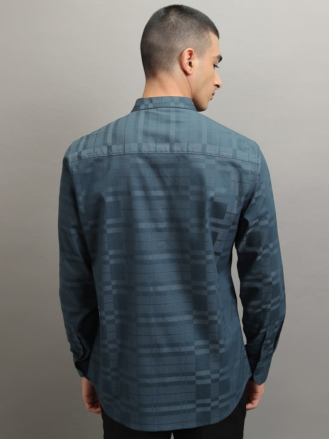 Highlander Men Teal Printed Regular Fit Casual Shirt - Teal - Image 3