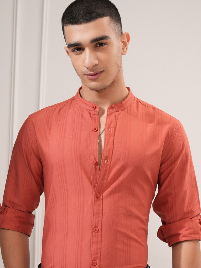 Highlander Men Rust Solid Regular Fit Casual Shirt - Rust - Image 1