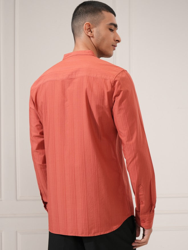 Highlander Men Rust Solid Regular Fit Casual Shirt - Rust - Image 3