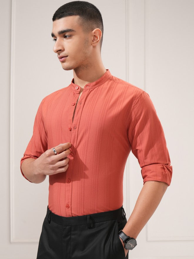 Highlander Men Rust Solid Regular Fit Casual Shirt - Rust - Image 4